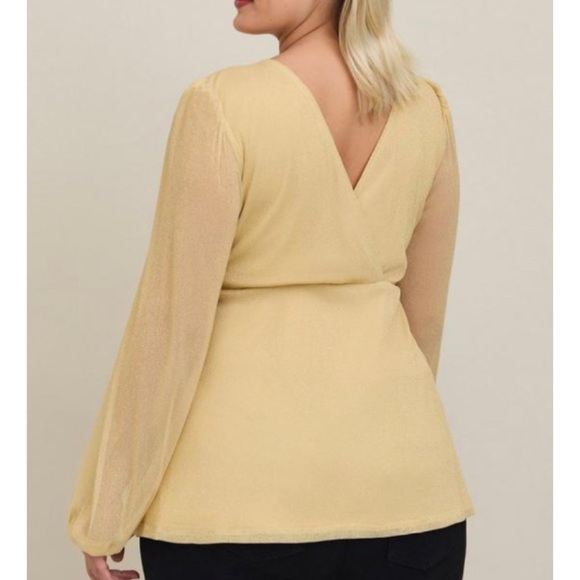 🆕 Knit Gold Glitter Lurex Surplice Peplum Top 3 3X 22 24 NWT Torrid New! - Picture 3 of 5